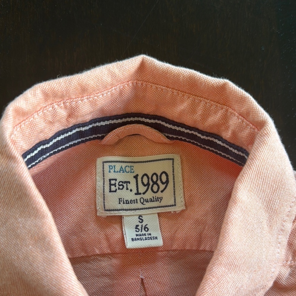 The Children's Place Orange Button Down Shirt Classic Fit - Picture 2 of 3